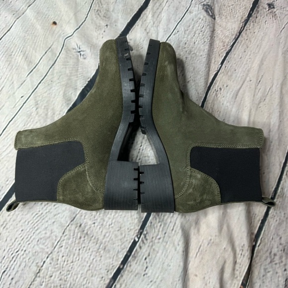 Joie Suede Boots Women’s Size 7 Combat Slip-On Green Heeled Boots - Picture 2 of 8
